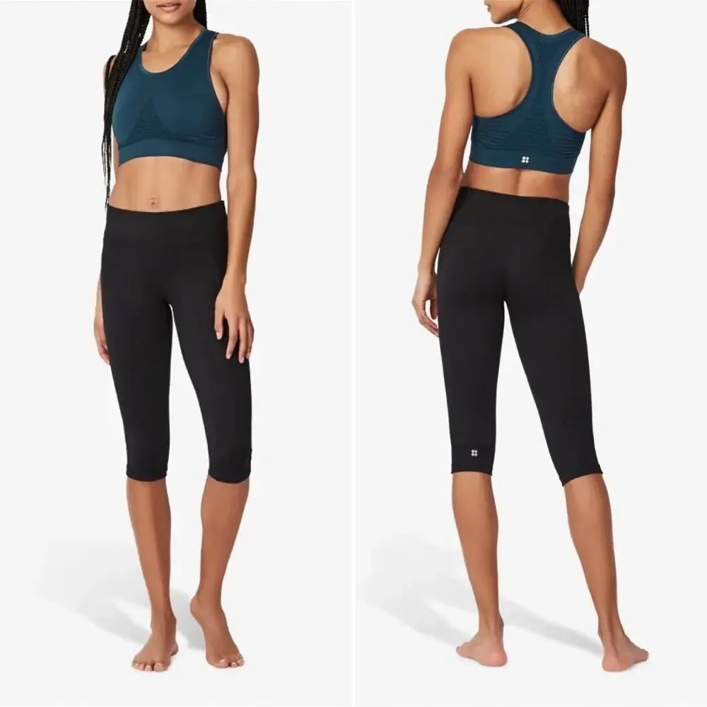 SWEATY BETTY Contour Capri Leggings Black Size XS High Waist Cropped Workout Gym